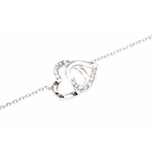 925 Sterling <b>Silver</b> Fine Charm Bracelet Two Heart Design Chain with <b>Pen</b> White Color - Product Image 5