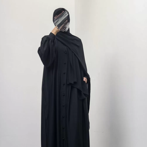 Abaya Musulmana para Mujer, Vestido de Noche Recto y Modesto de Chifón, Estilo Dulce, Mangas Largas, Elegante Túnica Hijab para Ramadán y Eid, Natural - Product Image 6