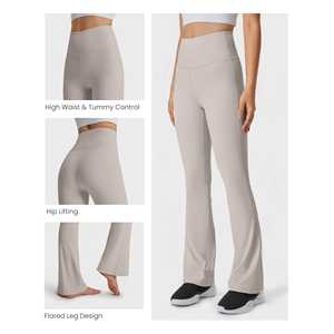 Mallas de cintura alta para mujer, mallas de gimnasio sin costuras acampanadas con glúteos, ropa deportiva, entrenamiento, Fitness, Yoga, mallas sólidas - Product Image 4