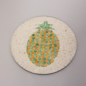 Manteles individuales de concha de Capiz de estilo americano para mesa de comedor Mantel individual de nácar redondo de lujo con patrones de frutas de Vietnam - Product Image 1