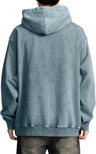 Sweat à capuche d'hiver lavé à la pierre pour hommes 100% coton polaire Streetwear pull léger décoloration au soleil impression de logo personnalisé OEM - Product Image 3