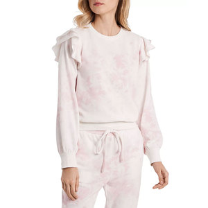 Haute qualité femmes hiver décontracté deux pièces ensemble polaire 100% coton taille haute pantalons de survêtement poches hauts courts écologique solide - Product Image 1