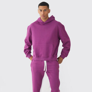 Survêtements d'hiver pour hommes avec logo personnalisé, molleton 280GSM, lourd, respirant, sweat à capuche uni, pantalon de jogging, deux pièces - Product Image 4