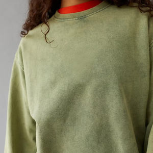 Mujeres Hip Hop Pullovers Street Style Sudaderas Venta al por mayor OEM Pullover Liso Cuello redondo Sudaderas para mujeres - Product Image 5