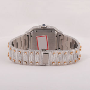 แหวนควอตซ์สไตล์คลาสสิกฮิปฮอปสุดหรูแบบโบราณ ประดับเพชรโมอิสซาไนต์ VVS ระดับพรีเมียม ทำมือ บนวงแหวนสแตนเลสสตีลทรงสี่เหลี่ยม ดีไซน์หนาม - Product Image 3