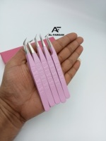 Pince à cils Hello Kitty, pointe en fibre nano, couleur rose bébé, pince à cils pour extensions, acier inoxydable durable, logo personnalisé