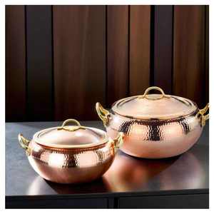 Pot de service en cuivre de vente chaude chauffe-plats de service de buffet écologique avec ensemble d'ustensiles sans danger pour la cuisine fabriqué en Inde - Product Image 6