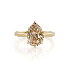 Refined Pear Cut Champagne <b>Diamond</b> Engagement <b>Ring</b> 3.39 Ct K VS1 Lab Grown <b>Diamond</b> In 14K Yellow Gold For Engagement Party - Product Image 1