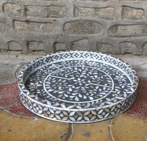 Plateau de service décoratif en incrustation d'os Plateau d'incrustation de luxe fait à la main pour table basse et décoration intérieure au meilleur prix - Product Image 5