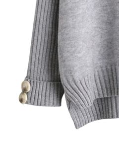 Ensemble de pull en tricot gris clair et pantalon large pour femmes, pull à col montant, vêtements de détente confortables pour l'hiver, fabricant personnalisé OEM - Product Image 5