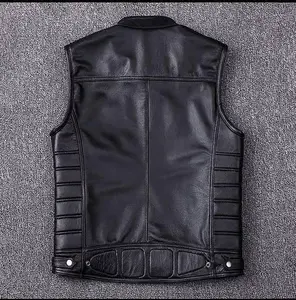 CHALECO BIKERS NEGRO DE CUERO DE VACA REAL PARA HOMBRE DE ALTA CALIDAD CON PANELES ACOLCHADOS/ACOLCHADOS CHALECO BIKER - Product Image 2