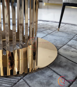 Mesa de centro redonda con estilo elegante y contemporáneo Marco de metal con acabado dorado único con tapa de mármol Muebles modernos para sala de estar - Product Image 2