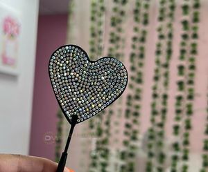 Espejo cosmético de acero inoxidable de alta calidad con mango de patrón de corazón de diamante herramienta de extensión de pestañas de Color sólido personalizada - Product Image 6