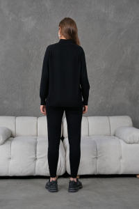 Pull demi-zip deux pièces pour femmes jambe maigre survêtement élégant sport, décontracté à manches longues ensemble de tricots élégants de haute qualité - Product Image 5