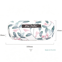Étui à lunettes de luxe en métal rigide avec impression numérique motif plume bleue, personnalisable