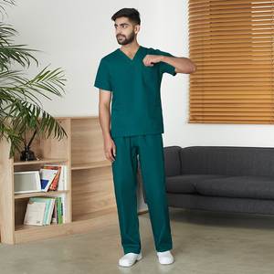 ชุดเครื่องแบบโรงพยาบาลถักนิตติ้งสำหรับทุกเพศชุดเสื้อและกางเกงคอวีสำหรับพยาบาลแพทย์พร้อมชุดรักษาความปลอดภัยสำหรับตรวจพบเข็ม - Product Image 3