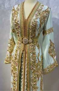 Robe musulmane longueur au sol Jalabiya caftan arabe Abaya plage Silhouette bouton décoration taille naturelle fantaisie caftan pour les femmes - Product Image 2