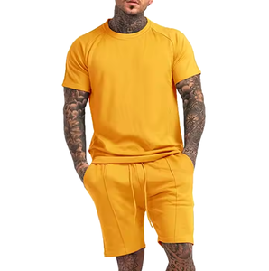 Ropa informal para hombre, camiseta, conjunto corto, alta calidad, antiarrugas, transpirable, tendencia superior, camiseta para hombre, conjunto corto con peso ligero - Product Image 4