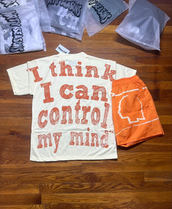 Conjunto de Verano para Hombre, Camiseta con Estampado Gráfico y Pantalones Cortos Naranjas, Ropa Urbana Informal, Cómoda y Elegante - Product Image 2