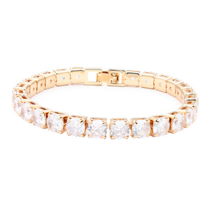 Placcato oro 6mm nero CZ bracciali Tennis 7 \ "accessori gioielli moda lunga - Product Image 4