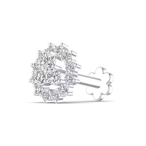 Elegant 14K White Yellow Rose <b>Gold</b> Fine Body Jewelry Natural Diamond <b>Nose</b> Pin Piercing Trendy Design Weddings Engagements Gifts - Product Image 2