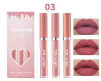 Ensemble de 3 rouges à lèvres liquides mats longue tenue en coffret couleur, avec finition velours non collante et non décolorante, et boîte cadeau
