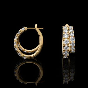 Pendientes de Aro Huggie Dobles de Plata de Ley 925 con Incrustaciones de Moissanita, Diseño Moderno, Unisex, para Fiestas y Bodas - Product Image 2