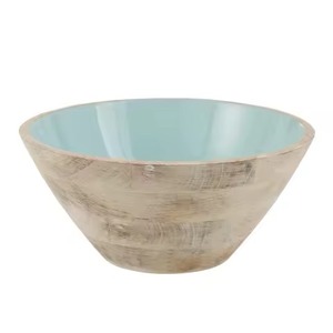 Tazón Decorativo de Madera para Servir Ensaladas, Tazón de Madera con Estampado, Tazón de Sopa Esmaltado para Decoración de Mesa - Product Image 4