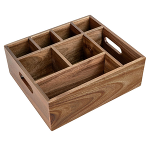 Decorative Tableware Cutlery Holder Kitchen <b>Organizer</b> Storage Caddy Trendy Design Mango Wood Serving Caddy Wooden Caddy - Product Image 2