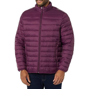 Veste longue respirante à capuche pour hommes, S-6XL d'hiver, manteau à col montant, bouffant violet chaud et léger, bouffant en coton avec logo personnalisé, vente en gros - Product Image 2
