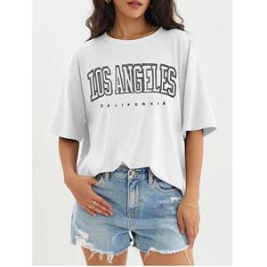 Camisetas personalizadas para mujer, camiseta informal para mujer, camiseta de gran tamaño, Camiseta estampada de algodón 100% transpirable para mujer - Product Image 1