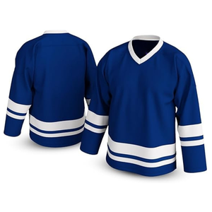 Maillots de hockey sur glace bleu roi personnalisés, uniformes d'équipe vierges, tenues d'entraînement à col en V, vente en gros - Product Image 5