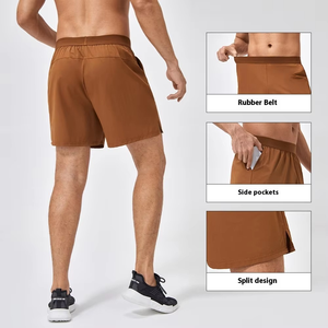 Short de sport vierge personnalisé pour hommes à séchage rapide avec poche zippée Short de sport athlétique de course à pied décontracté et respirant avec cordon de serrage grande taille - Product Image 2