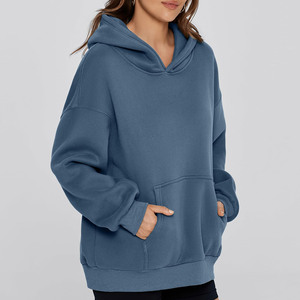 Custom Printing Logo Hoodie For <b>Woman</b> Drop Shoulder Hooded Casual Solid Loose Boxy Fit Printed <b>Tops</b> <b>Winter</b> Pullover Hoodies - Product Image 4