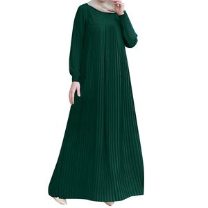 <span class=keywords><strong>Abito</strong></span> Musulmano Abaya Dubai all'Ingrosso Stile <span class=keywords><strong>Arabo</strong></span> Plissettato Semplice a Tinta Unita Manica Lunga Design Pieghettato - Product Image 1