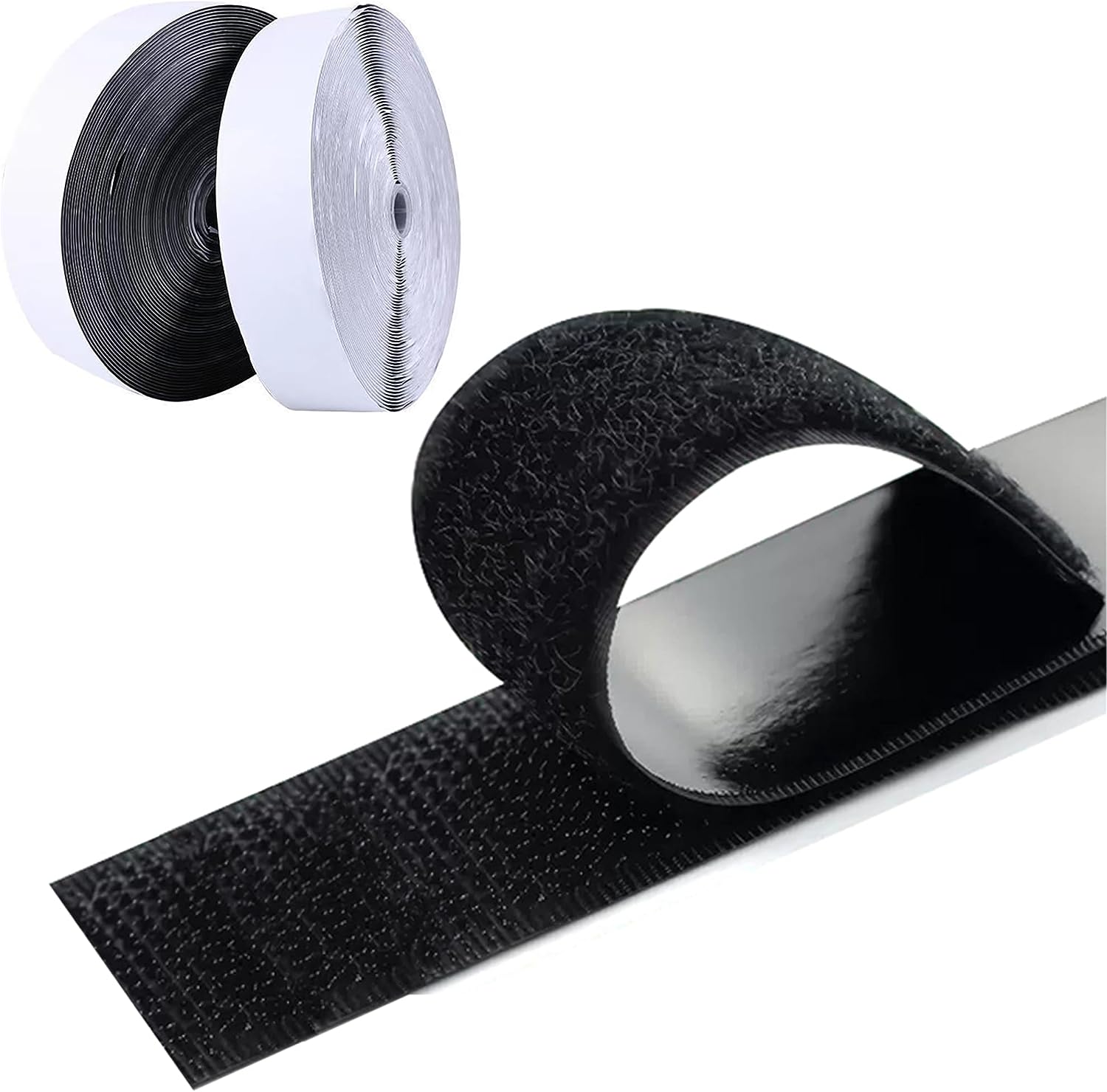 Wholesale Adhesive Back to Back Hook and Loop Roll Black Curtain Tape Normal Nylon Hook and Loop Tape Self-adhesive Tapes