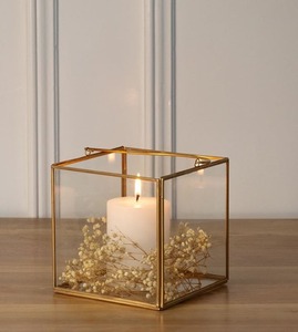Glass Metal <b>Square</b> Shape <b>Candle</b> Holder High Quality Glass <b>Candle</b> Jar Stylish Other <b>Candle</b> Holders Lanterns and for Home Decor - Product Image 2