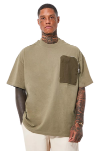 เสื้อยืด250gsm โอเวอร์ไซส์ผ้านิ่มพิเศษใส่ผ่อนคลายไซส์ใหญ่พิเศษเสื้อยืดโอเวอร์ไซส์ผ้าคอตตอน100% มีกระเป๋าหน้าอก - Product Image 3