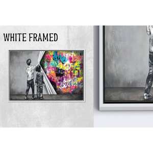 Tableau sur toile Banksy Boy : Décoration murale graffiti, option verre trempé, 1P Whiteframedcanvas - Product Image 1