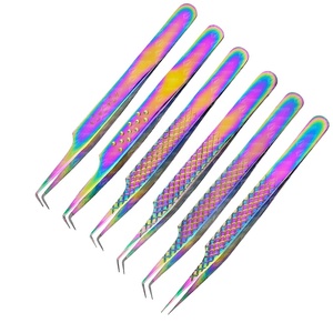 Ensemble de pinces à épiler d'extension de cils de volume russe pince à épiler non corrosive en acier inoxydable robuste et durable belles couleurs mates - Product Image 3