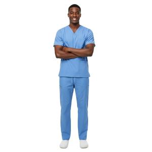 ชุดสครับผู้ชายระดับมืออาชีพพิเศษ ปรับแต่งได้ ทนทาน สวมใส่สบาย เสื้อคอวีและกางเกง ชุดยูนิฟอร์มสำหรับคลินิกและโรงพยาบาล คุณภาพพรีเมียม - Product Image 2
