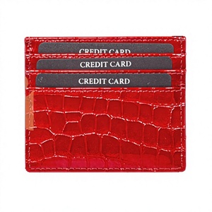 Custom Logo Crocodile Split Leather RFID Blocking Ultra Thin Slim Bulk Business ID Credit <b>Card</b> <b>Holder</b> with Clip - Product Image 1