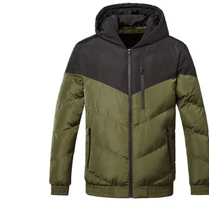 Fábrica de fabricación de la nueva llegada de los hombres de invierno con capucha de lona Puffer chaqueta frente personalizado colores tamaños al por mayor servicio del OEM - Product Image 1