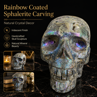 Figurine de dragon sculptée en sphalerite irisée, avec revêtement Aura, objet de collection minéral, décoration d'intérieur, cadeau