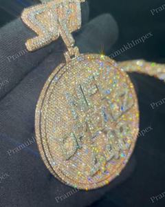 Haute qualité deux tons pleine glace sur GRA certifié coupe VVS Moissanite pendentif argent perle plaqué or pendentif personnalisé pour rappeur - Product Image 1