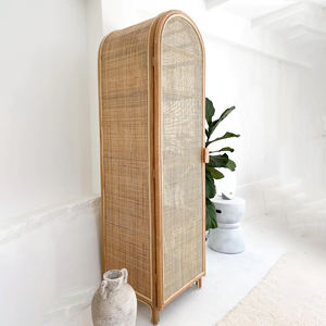 Armarios de Ratán Arqueados Naturales de Una Puerta, Armarios Hechos a Mano, Muebles de Interior de Fábrica de Vietnam - Product Image 3