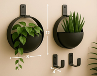 Pots de fleurs suspendus en fer noir avec revêtement en poudre, paniers de jardinage pour balcon, élégants pour la décoration de la maison et des hôtels, vente en gros à prix abordable