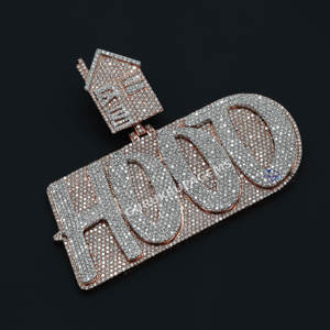 14 KT จี้ฮิปฮอปสีขาวและสีโรสโกลด์ประดับเพชรเม็ดกลมเพชรเพชรแบบสดใสเพิ่มความคมชัดของ VVS - Product Image 3