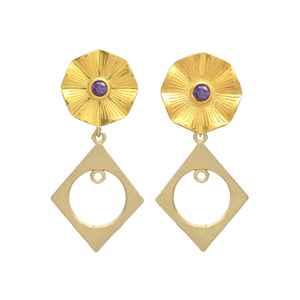 Nouvelle arrivée boucles d'oreilles en pierres précieuses hydro améthyste serties d'un design de fleur unique design classique tendance - Product Image 1