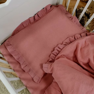 Venta al por mayor de ropa de cama orgánica personalizada para niños suave y transpirable con volantes juegos de cama para bebés - Product Image 1